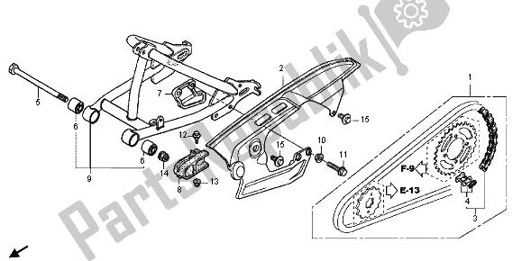 All parts for the Swingarm of the Honda CRF 50F 2013