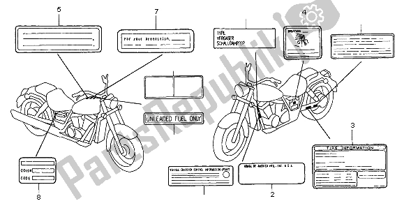 Todas las partes para Etiqueta De Precaución de Honda VT 1100C3 1998