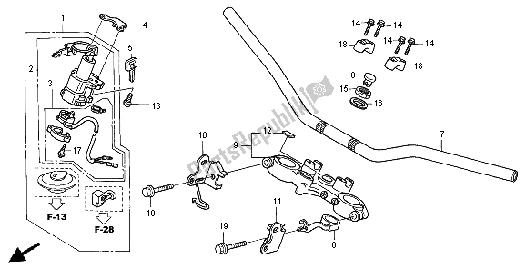 Tutte le parti per il Gestire Il Tubo E Il Ponte Superiore del Honda XR 125L 2004