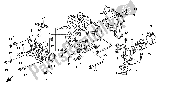 All parts for the Cylinder Head of the Honda SH 150R 2010