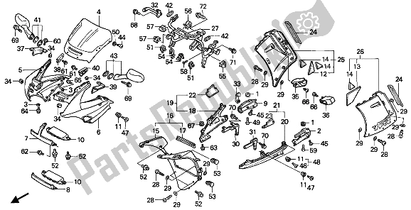 All parts for the Cowl of the Honda VFR 750F 1992