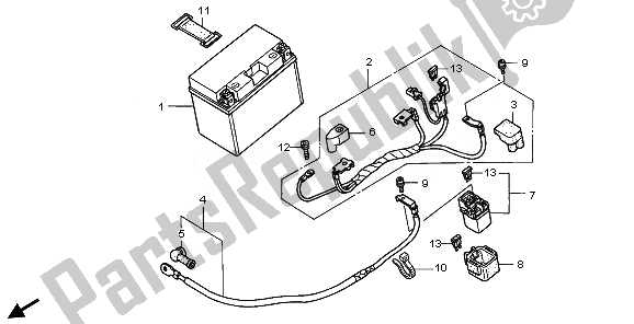 All parts for the Battery of the Honda VFR 800 2008