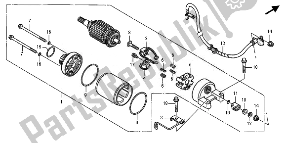 All parts for the Starting Motor of the Honda XL 700V Transalp 2011