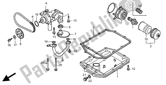 All parts for the Oil Pump of the Honda ST 1100 1997