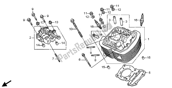 Alle onderdelen voor de Voorste Cilinderkop van de Honda VT 750C2S 2011