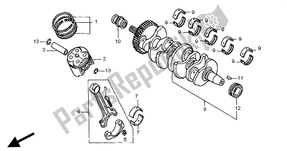 All parts for the Crankshaft & Piston of the Honda CB 600F Hornet 2000