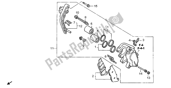 All parts for the Front Brake Caliper (l.) of the Honda CBF 600S 2007