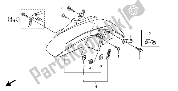 All parts for the Front Fender of the Honda CB 1300 SA 2008