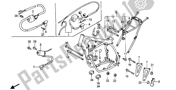 Todas las partes para Cuerpo Del Bastidor Y Bobina De Encendido de Honda CR 250R 1985