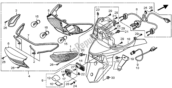 All parts for the Taillight of the Honda XL 125V 2010