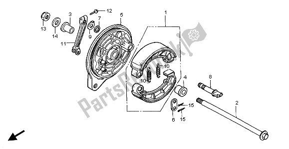 Tutte le parti per il Pannello Freno Posteriore del Honda VT 750 DC 2002