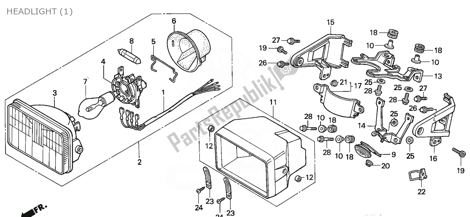 Todas las partes para Headlight (1) de Honda NSR 125 1988