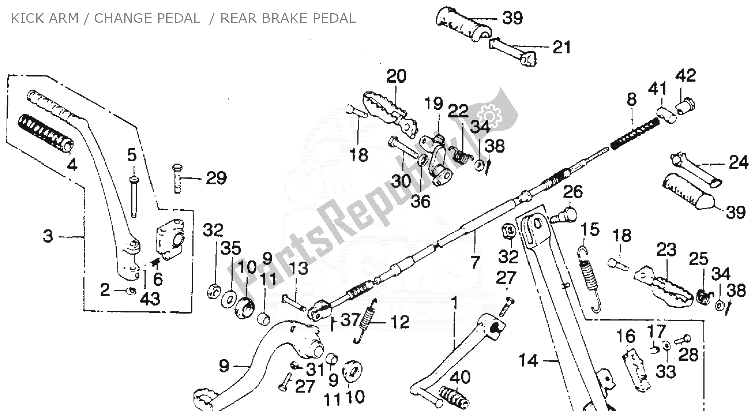 Todas las partes para Kick Arm / Change Pedal / Rear Brake Pedal de Honda MT 250 1974