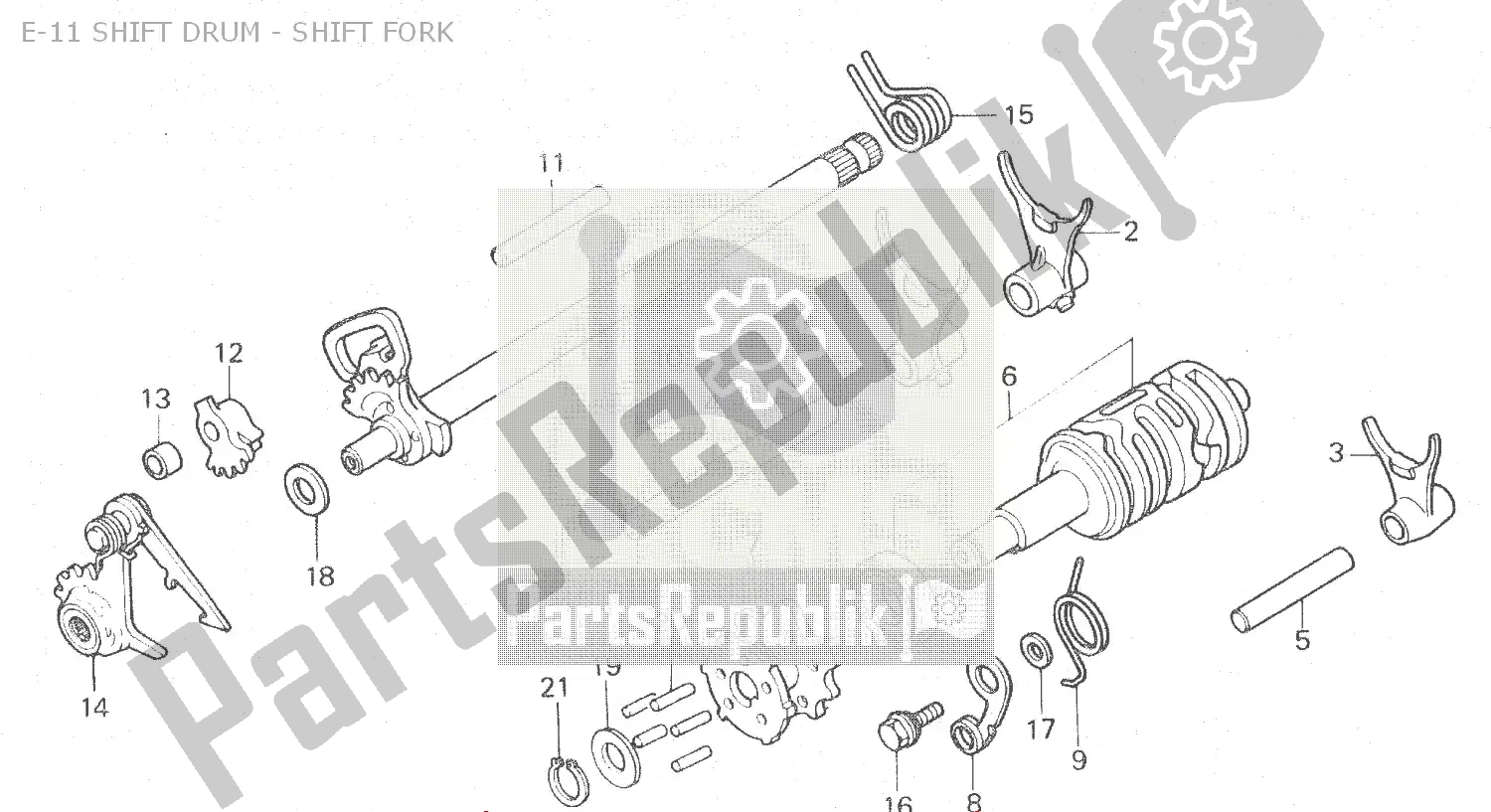 Toutes les pièces pour le E-11 Shift Drum - Shift Fork du Honda MBX 125 1984