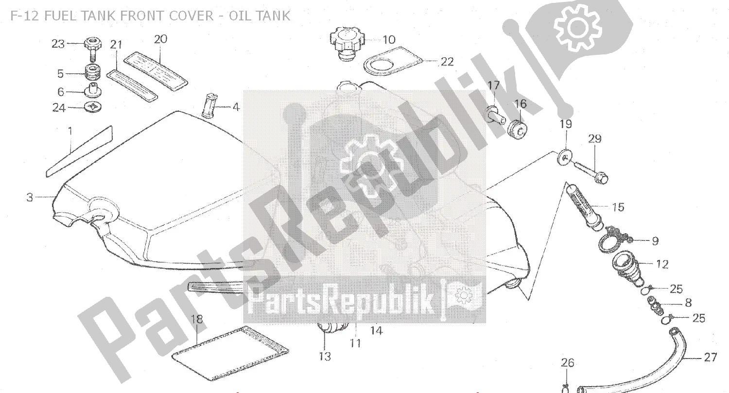 All parts for the F-12 Fuel Tank Front Cover - Oil Tank of the Honda MB 80 1981