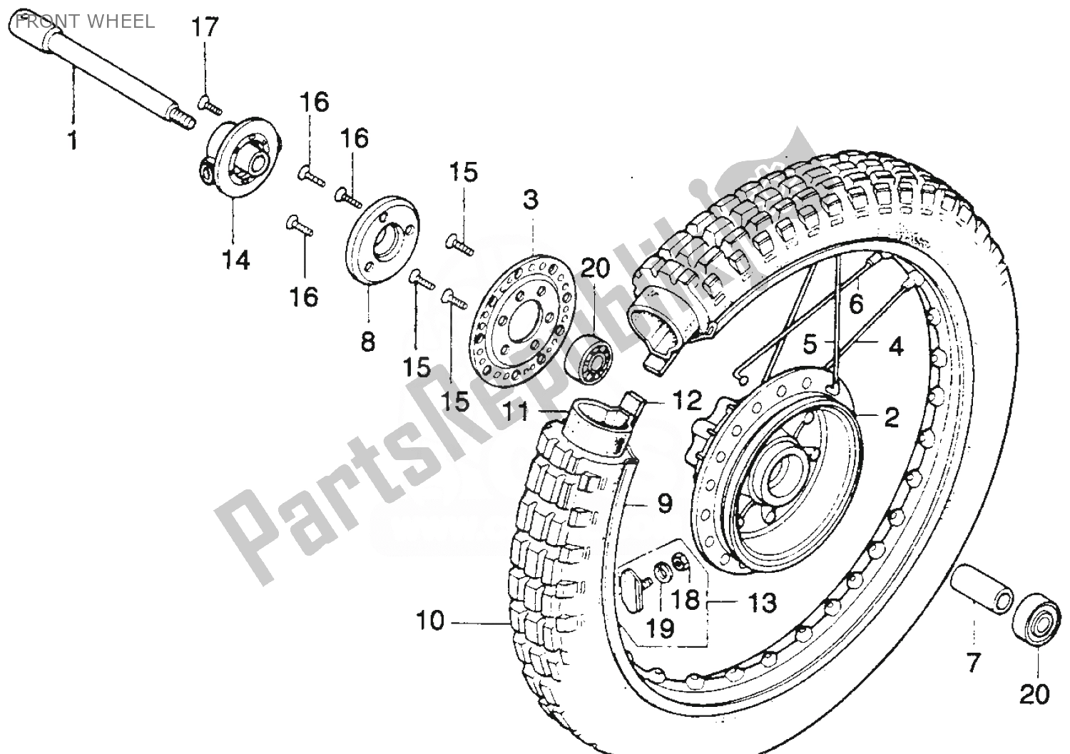 Todas las partes para Rueda Delantera de Honda MT 250 1974