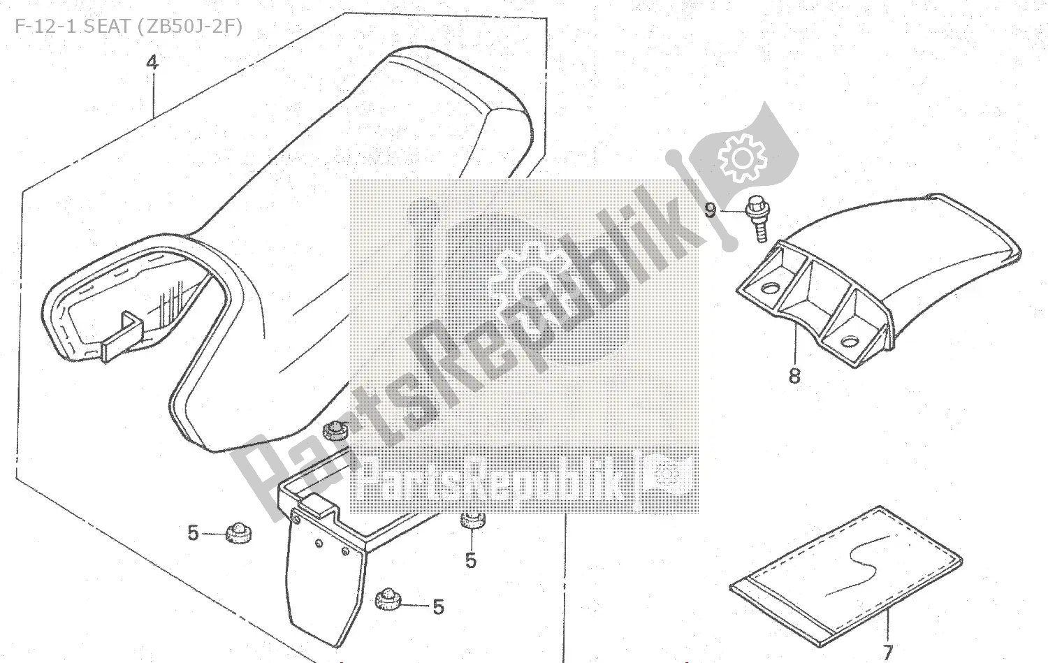 Alle onderdelen voor de F-12-1 Seat (zb50j-2f) van de Honda ZB 50 Monkey R 1988