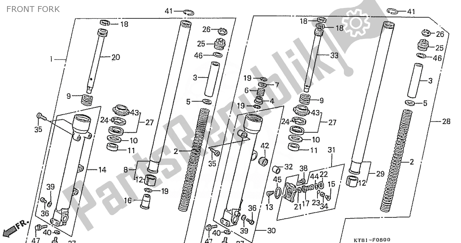 Todas las partes para Tenedor Frontal de Honda CBR 400 RR 1986