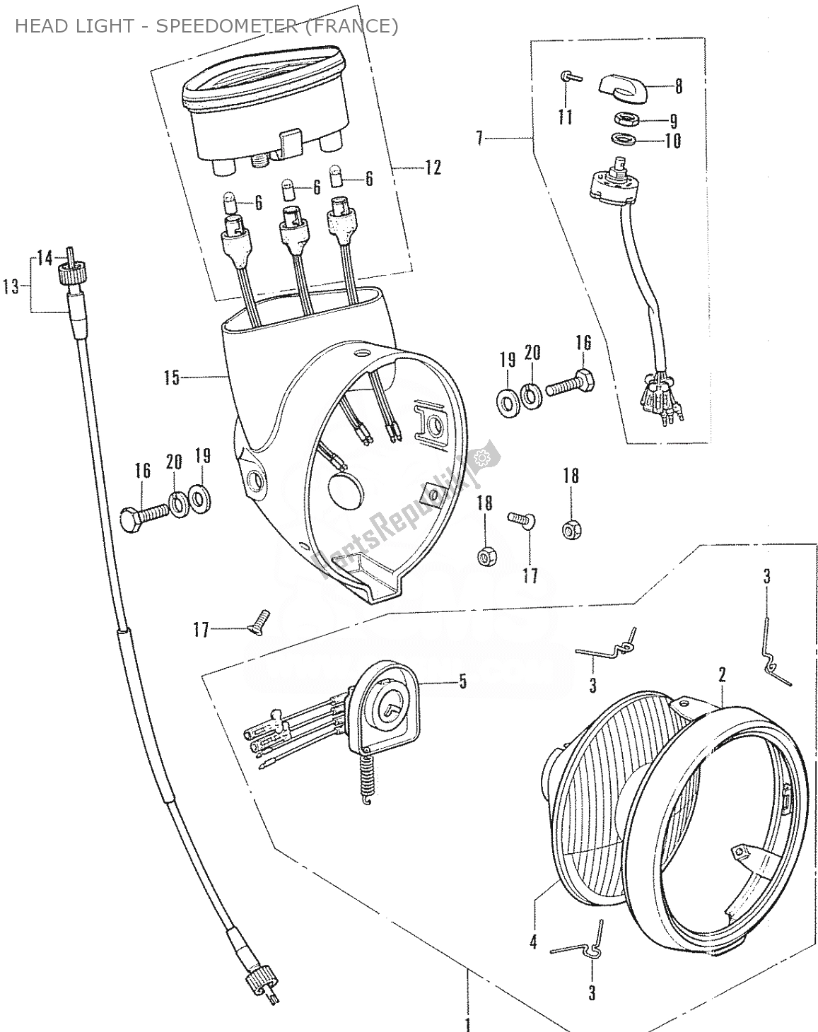 Alle onderdelen voor de Head Light - Speedometer (france) van de Honda CF 70 Chaly 1950 - 2023