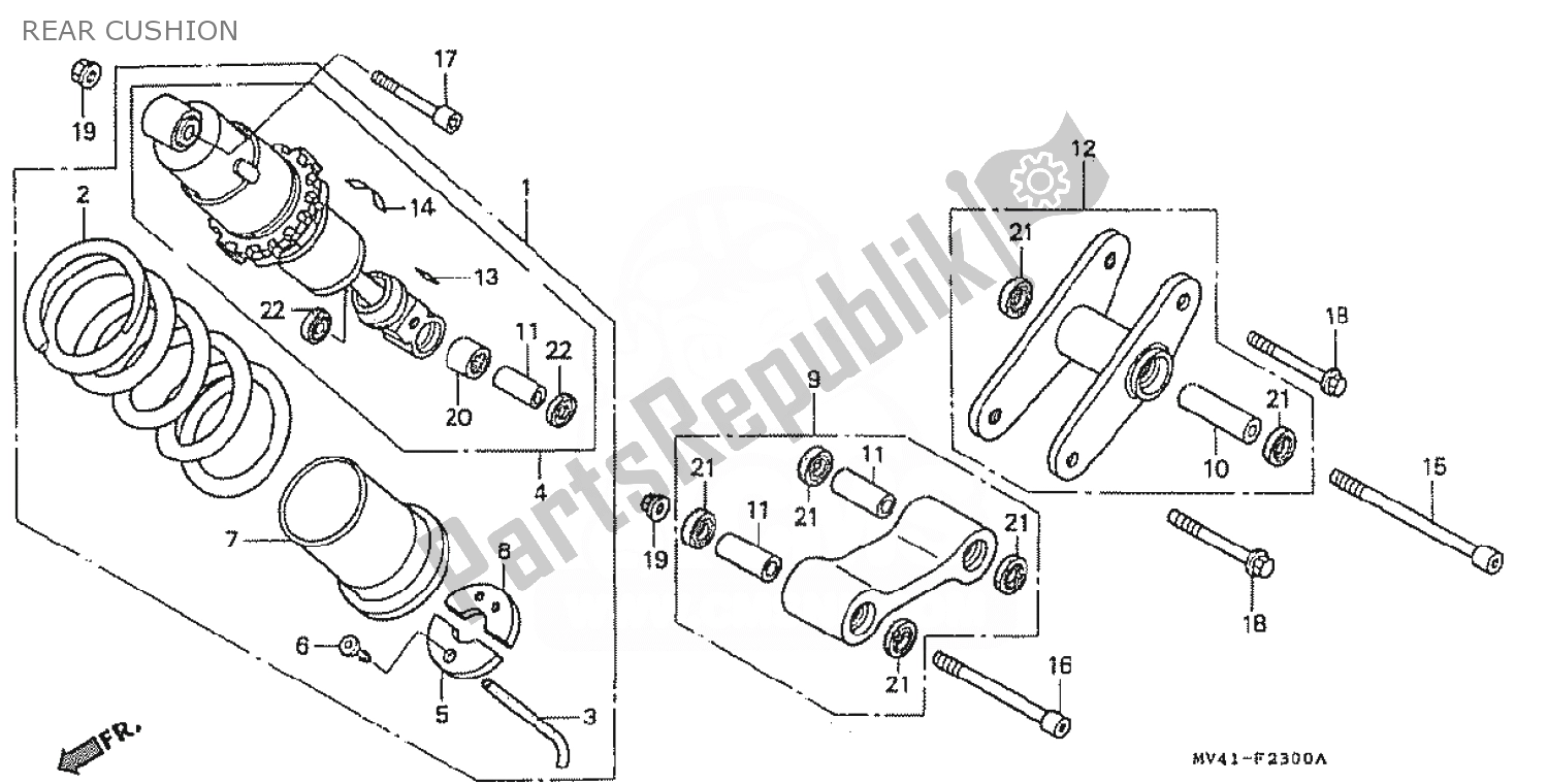 Todas las partes para Cojín Trasero de Honda CBR 400 RR 1990