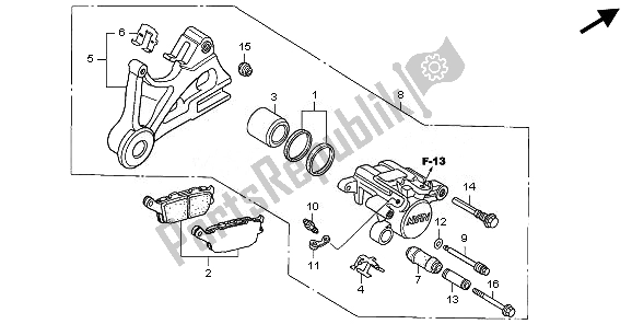 All parts for the Rear Brake Caliper of the Honda CBF 1000 2008