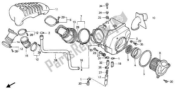 All parts for the Air Cleaner of the Honda XL 600 1988