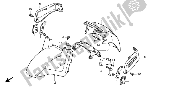 All parts for the Front Fender of the Honda ST 1100A 1999