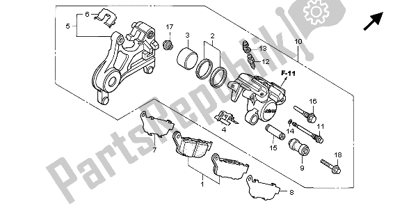 Alle onderdelen voor de Achter Remklauw van de Honda FMX 650 2005