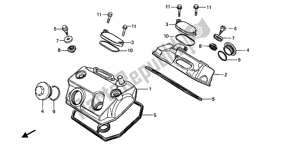 All parts for the Cylinder Head Cover of the Honda XRV 750 Africa Twin 1990