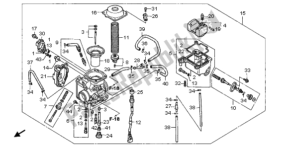 Todas las partes para Carburador de Honda TRX 450 FE Fourtrax Foreman ES 2004