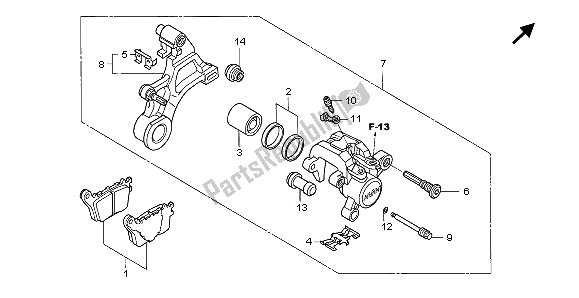All parts for the Rear Brake Caliper of the Honda CBR 1000 RR 2007