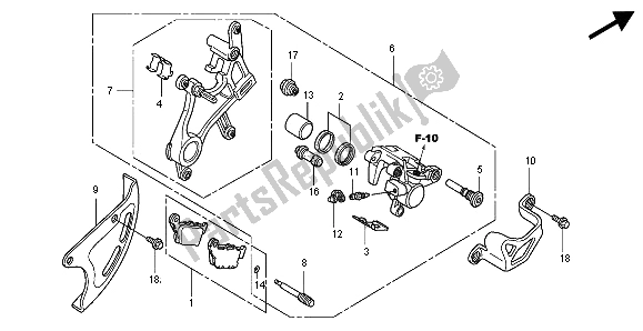 All parts for the Rear Brake Caliper of the Honda CRF 450R 2003
