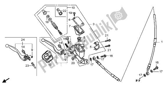All parts for the Fr. Brake Master Cylinder of the Honda CRF 450R 2007