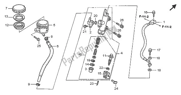 Todas las partes para Rr. Cilindro Maestro Del Freno de Honda NT 650V 2005