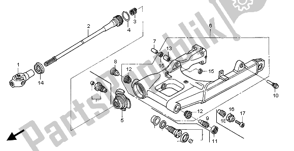 All parts for the Swingarm of the Honda ST 1300A 2002