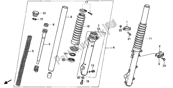 Todas as partes de Garfo Dianteiro do Honda NX 125 1989