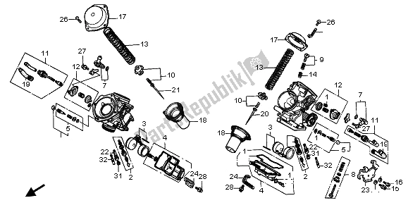 Tutte le parti per il Carburatore (parti Componenti) del Honda VT 600C 1995