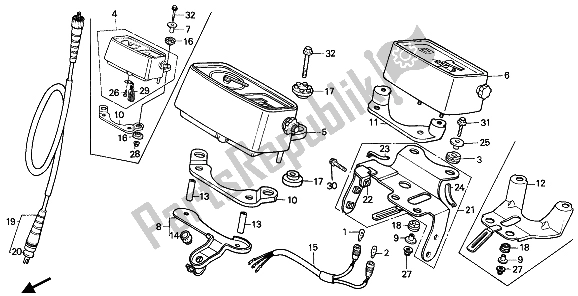 All parts for the Speedometer (mph) of the Honda XR 250R 1985