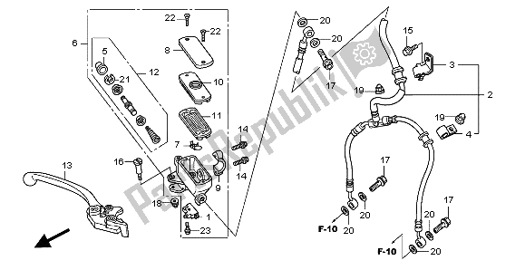 All parts for the Fr. Brake Master Cylinder of the Honda CB 600F Hornet 2007