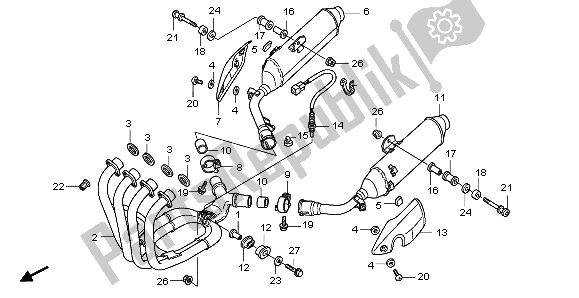 Alle onderdelen voor de Uitlaatdemper van de Honda CBF 1000A 2007