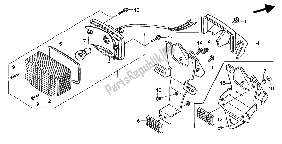 All parts for the Taillight of the Honda NPS 50 2009