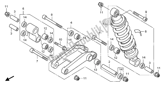 All parts for the Rear Cushion of the Honda CBF 1000T 2007