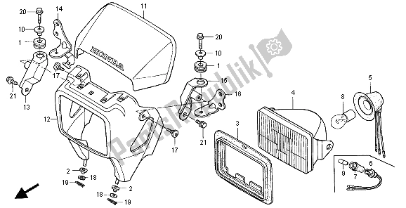 Alle onderdelen voor de Koplamp van de Honda XR 650R 2004