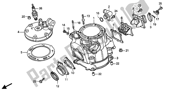 Todas las partes para Cilindro Y Culata de Honda CR 250R 1991