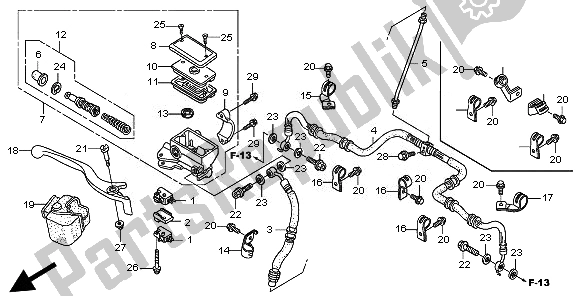 All parts for the Fr. Brake Master Cylinder of the Honda TRX 500 FE Foretrax Foreman ES 2010