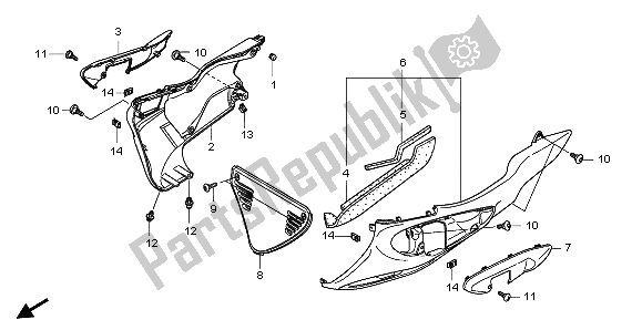 Toutes les pièces pour le Capot Inférieur du Honda NSA 700A 2009