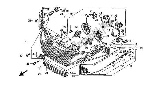 All parts for the Headlight (eu)(1) of the Honda GL 1500 SE 1991