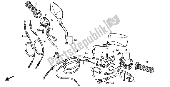 All parts for the Handle Lever & Switch & Cable of the Honda CB 450S 1986