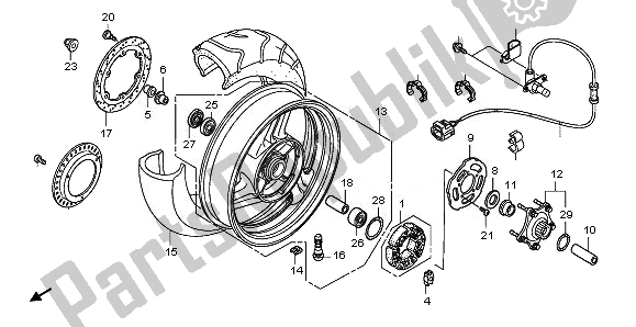 All parts for the Rear Wheel of the Honda NT 700V 2008