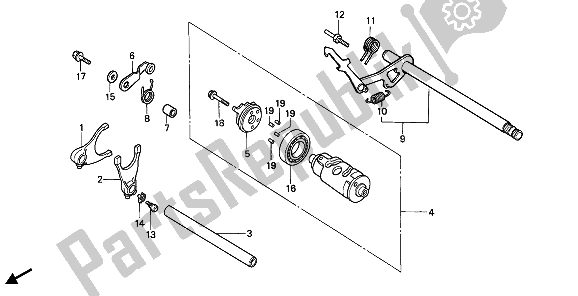 All parts for the Gearshift Drum of the Honda VT 600C 1993